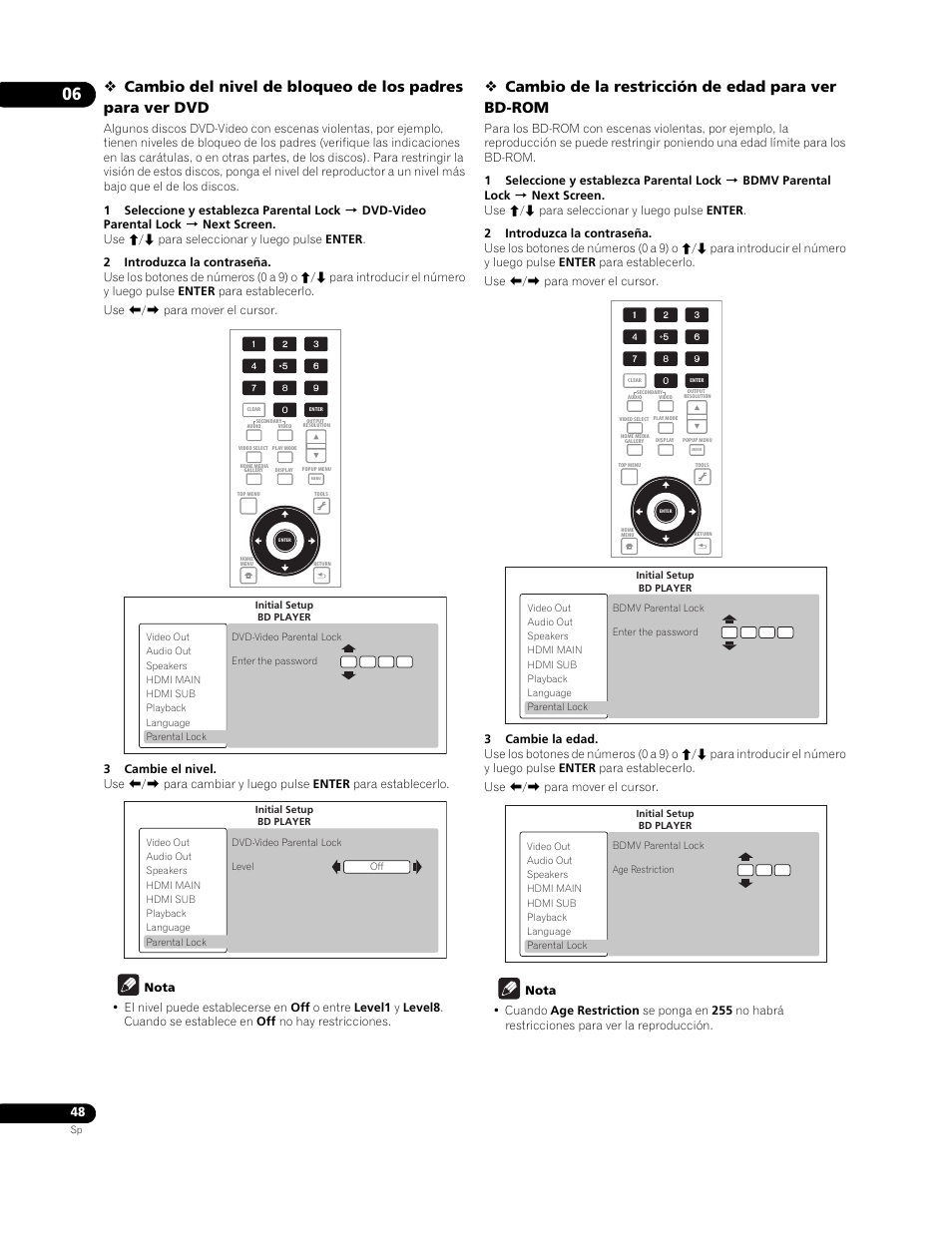 Cambio de la restricción de edad para ver bd-rom | Pioneer BDP-LX91 User Manual | Page 48 / 73