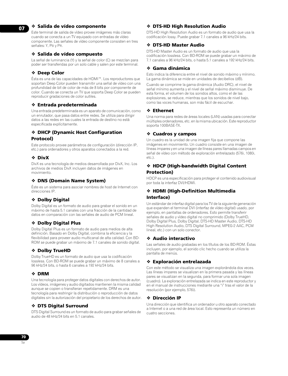 Pioneer BDP-LX91 User Manual | Page 70 / 73