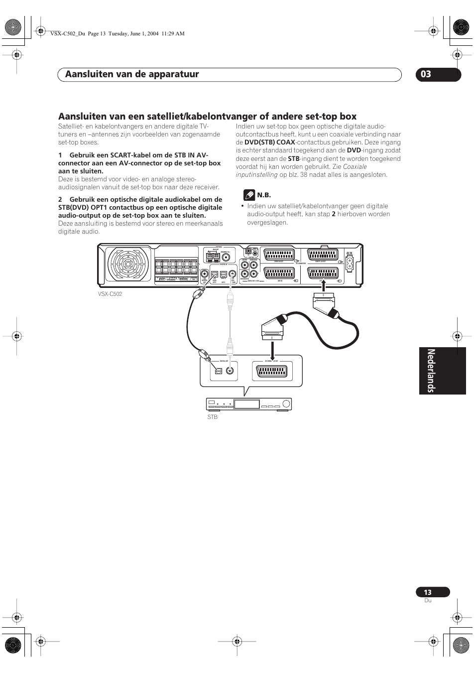 Nederlands, Aansluiten van de apparatuur 03 | Pioneer VSX-C502-S User Manual | Page 13 / 104