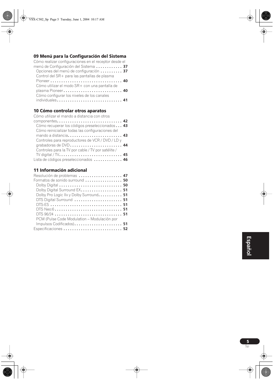 Español | Pioneer VSX-C502-S User Manual | Page 55 / 104