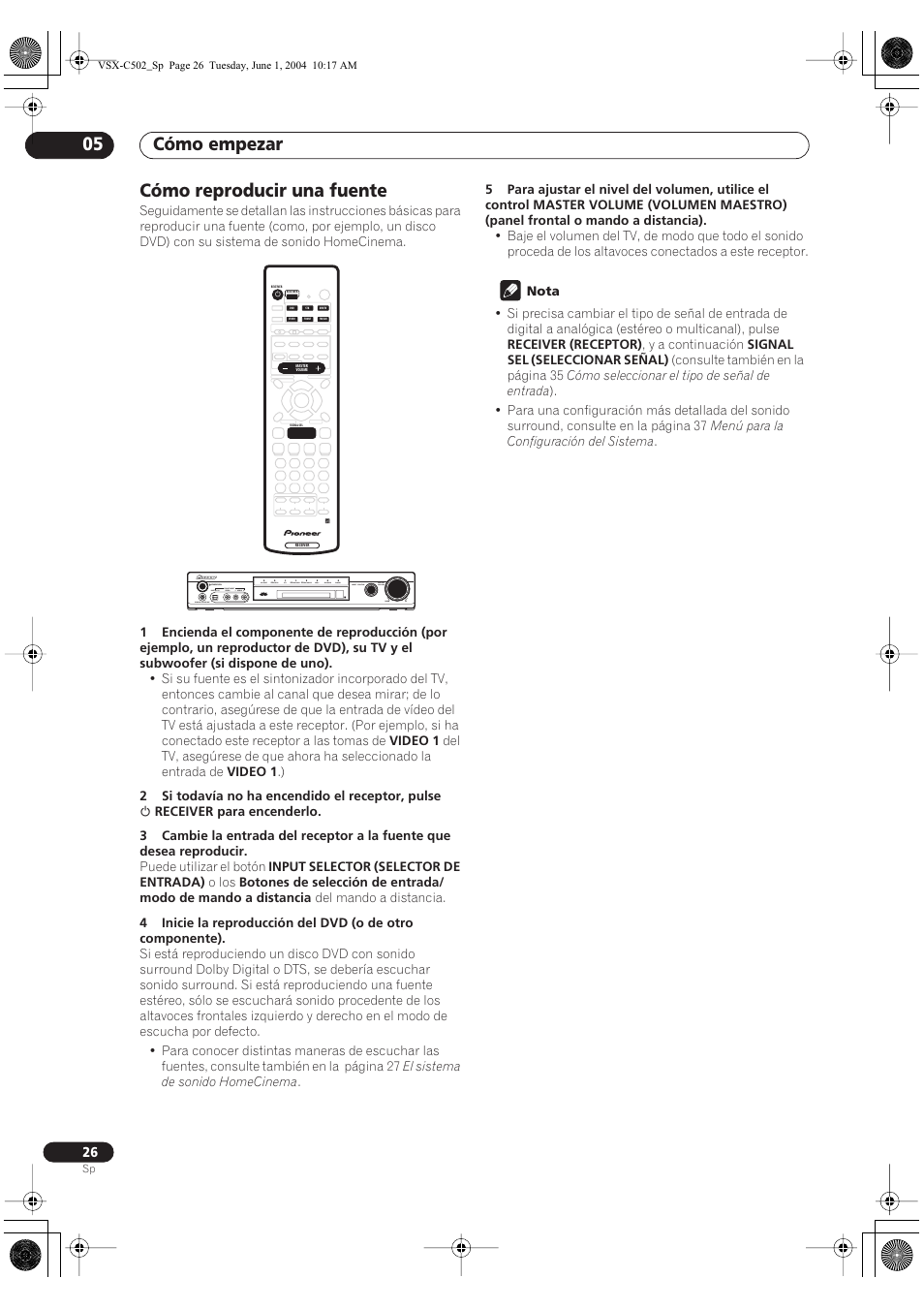 Cómo reproducir una fuente, Cómo empezar 05 | Pioneer VSX-C502-S User Manual | Page 76 / 104