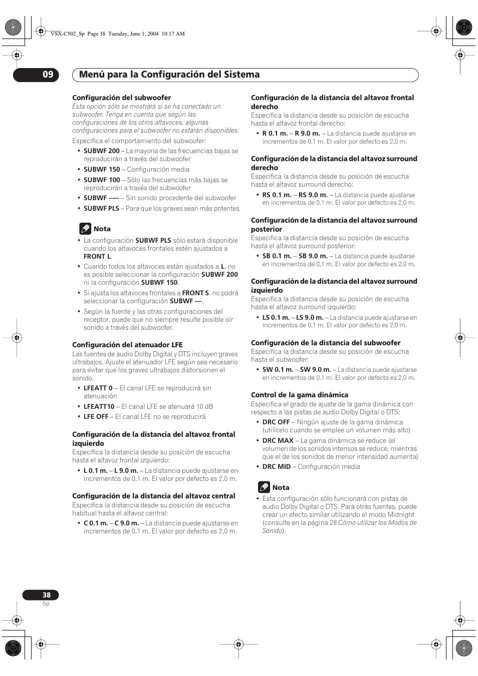 Menú para la configuración del sistema 09 | Pioneer VSX-C502-S User Manual | Page 88 / 104