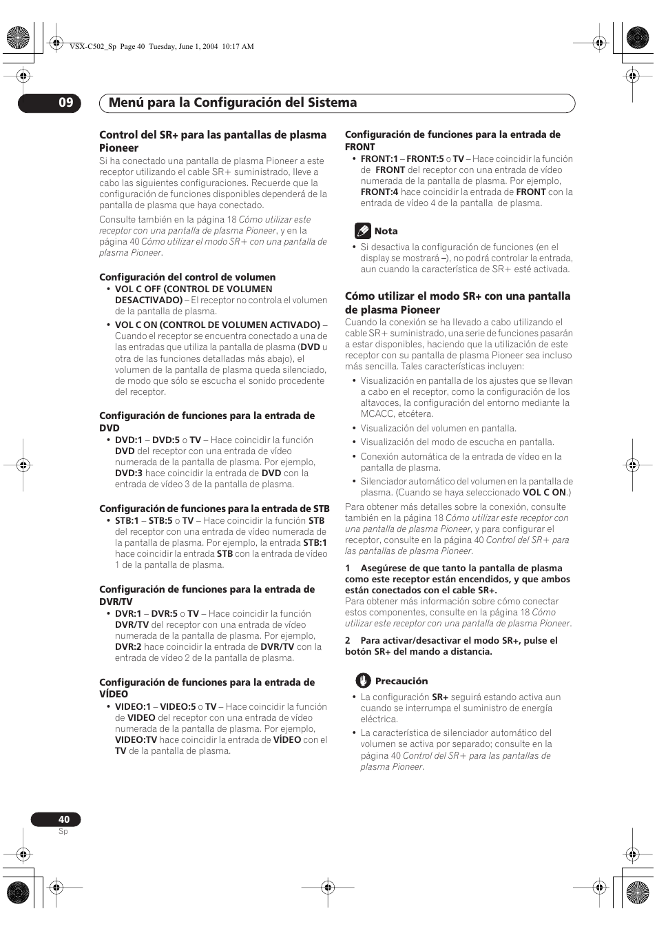 Menú para la configuración del sistema 09 | Pioneer VSX-C502-S User Manual | Page 90 / 104