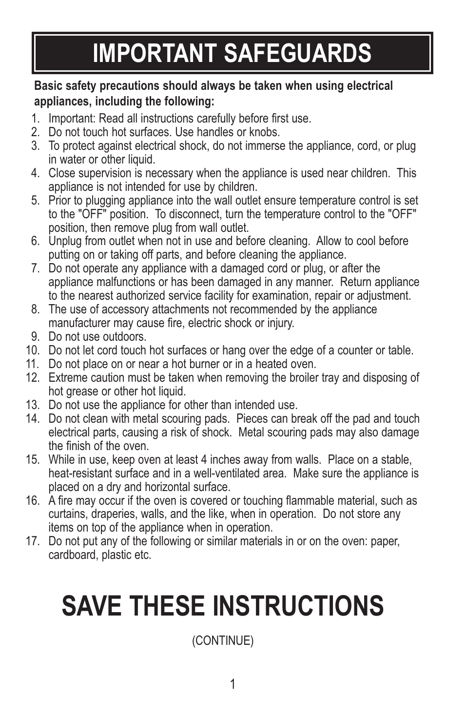 Save these instructions, Important safeguards | Aroma ABT-106 User Manual | Page 3 / 11