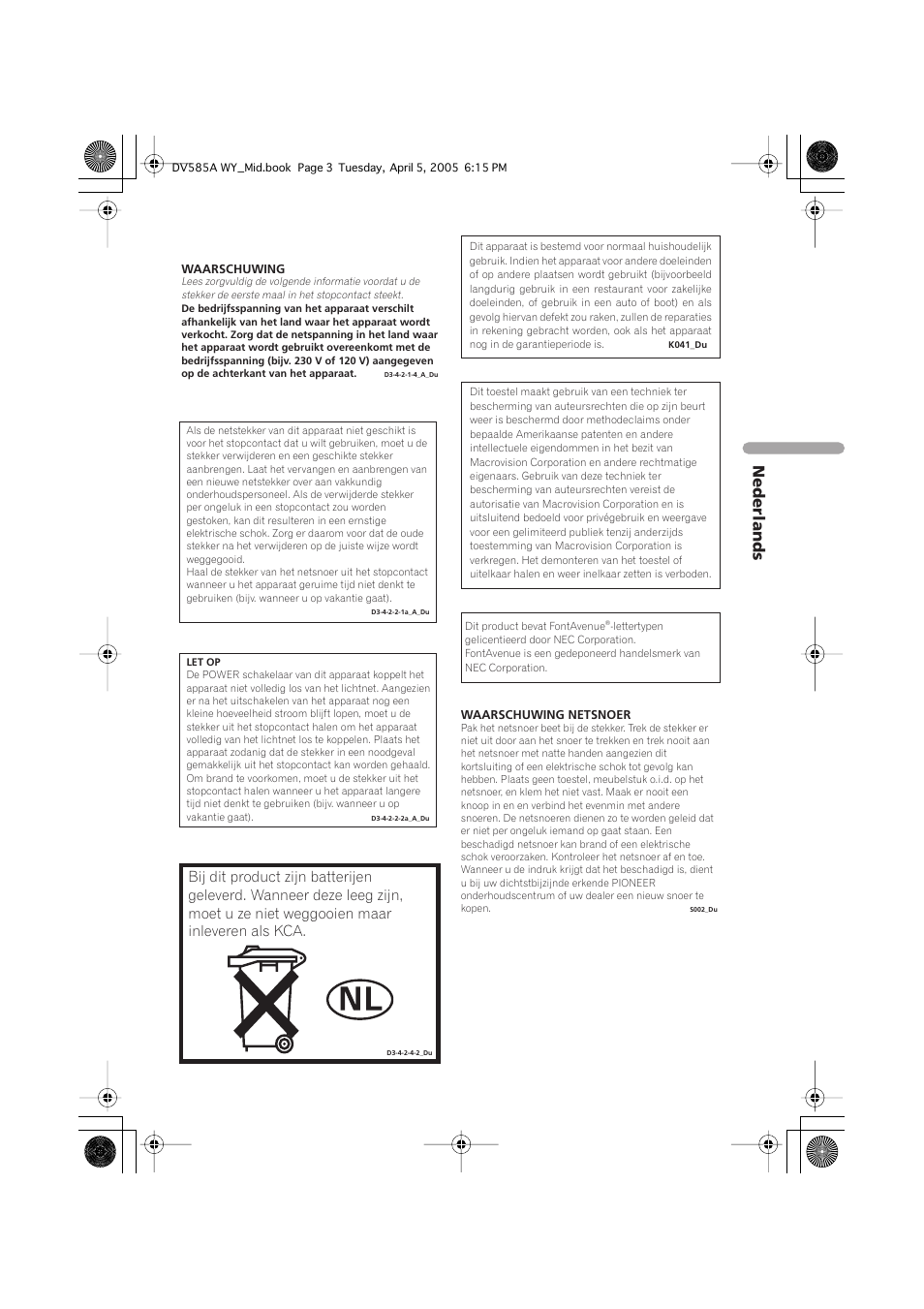 Nederlands | Pioneer DV-585A-s User Manual | Page 55 / 108