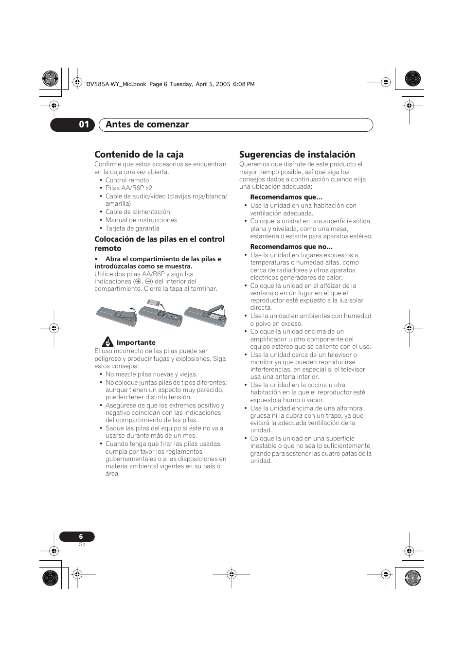 Pioneer DV-585A-s User Manual | Page 6 / 108