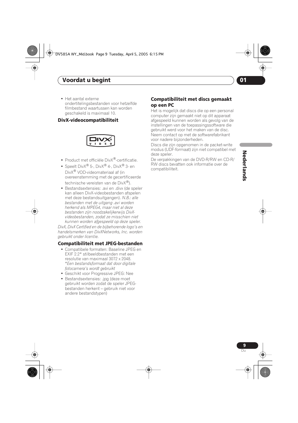 Voordat u begint 01 | Pioneer DV-585A-s User Manual | Page 61 / 108
