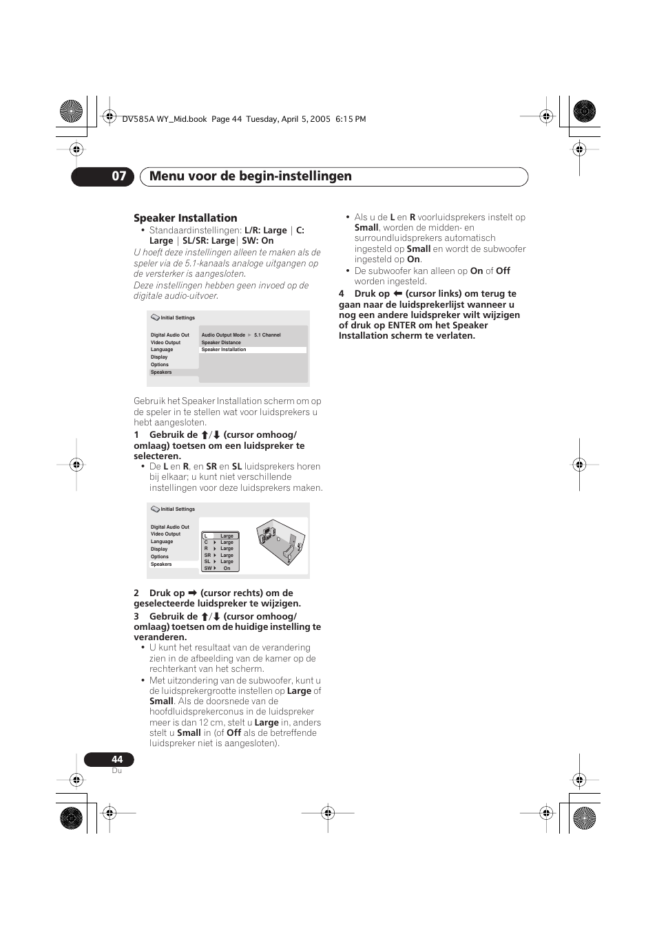 Menu voor de begin-instellingen 07 | Pioneer DV-585A-s User Manual | Page 96 / 108