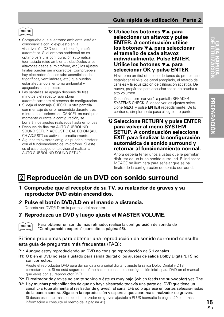 2 reproducción de un dvd con sonido surround 15, 22 reproducción de un dvd con sonido surround | Pioneer VSX-D2011-S User Manual | Page 15 / 120