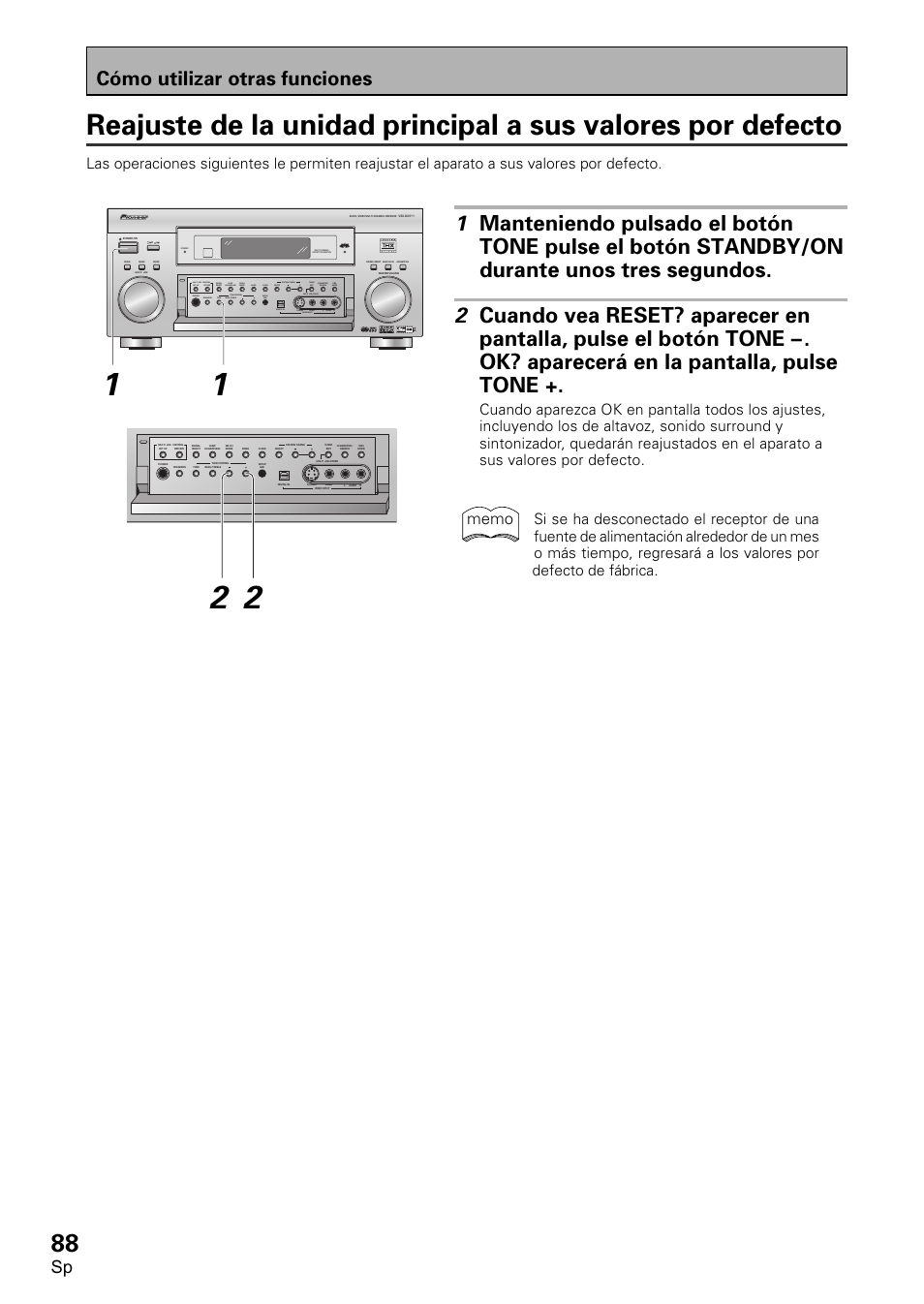 Ok? aparecerá en la pantalla, pulse tone, Cómo utilizar otras funciones, Standby multi channnel acoustic calibration | Pioneer VSX-D2011-S User Manual | Page 88 / 120