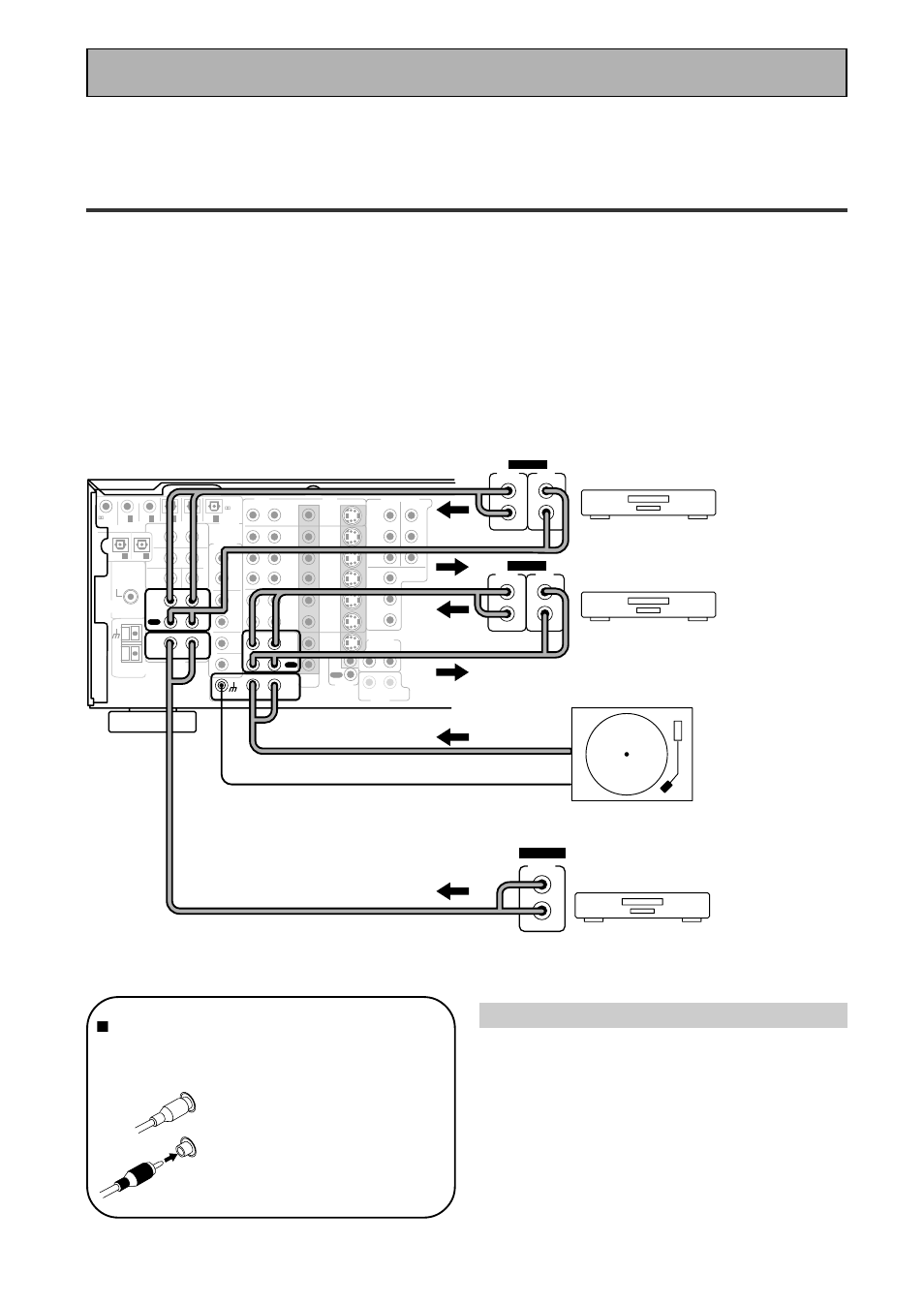 Conexión de su equipo, Componentes de audio, Instalación de la platina de cintas | 7 cables de audio, Cd player turntable, Recorder 1(md/tape), Recorder 2(md/tape) | Pioneer VSX-909RDS User Manual | Page 12 / 96