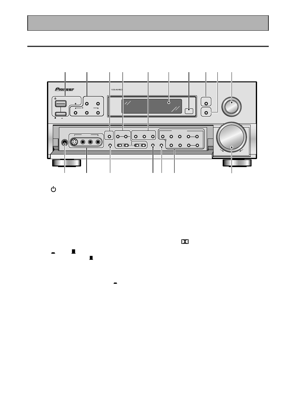 Panel frontal, Pantallas de visualización y controles, 1 tecla standby/on | Indicador standby, Tecla _ on/ — off, Tecla stereo/direct (consulte las páginas 44 y 53), Teclas | Pioneer VSX-909RDS User Manual | Page 26 / 96