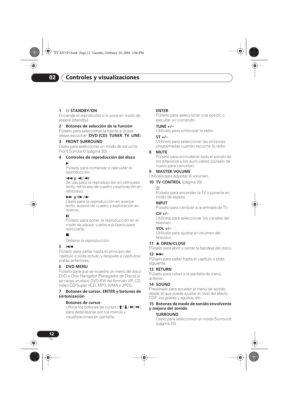 Controles y visualizaciones 02 | Pioneer DCS-525 User Manual | Page 12 / 82