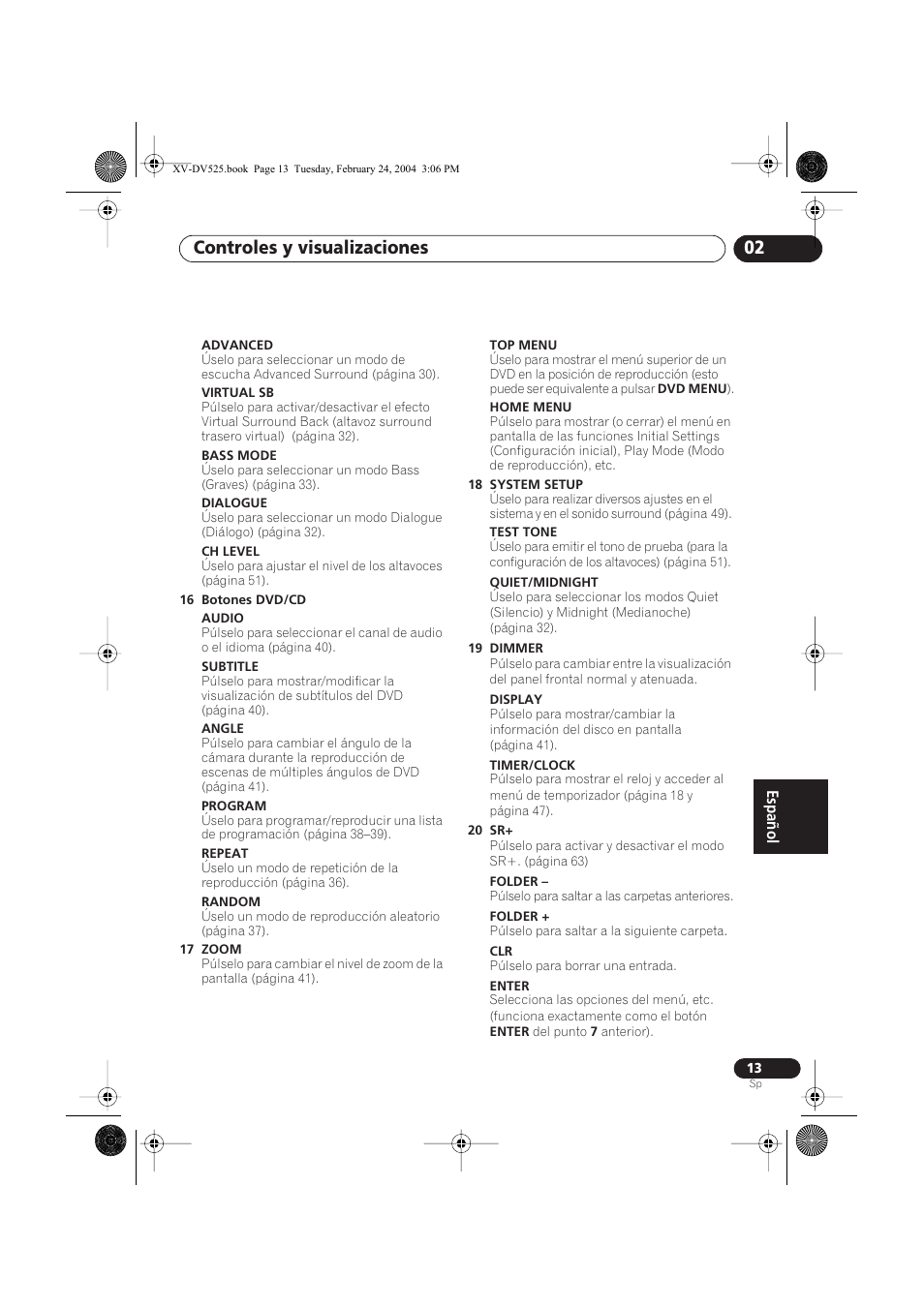 Controles y visualizaciones 02 | Pioneer DCS-525 User Manual | Page 13 / 82