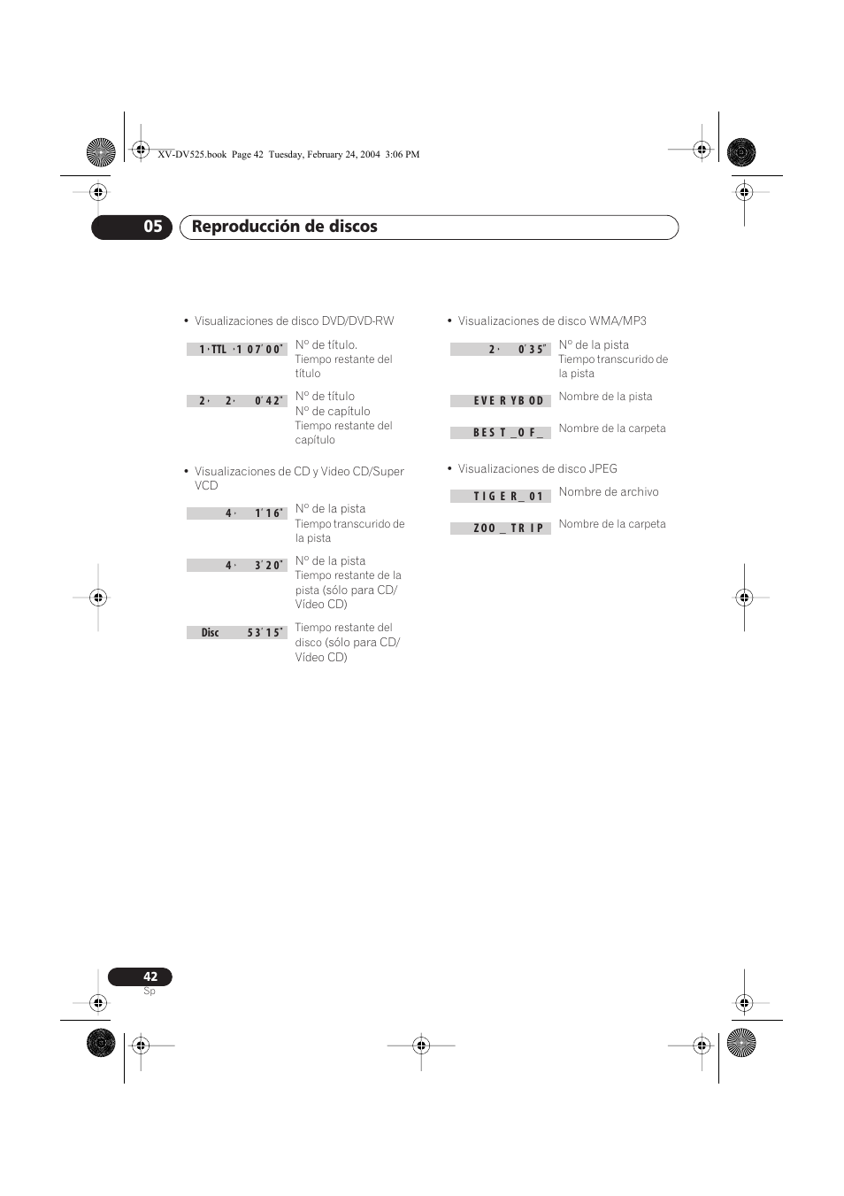 Reproducción de discos 05 | Pioneer DCS-525 User Manual | Page 42 / 82