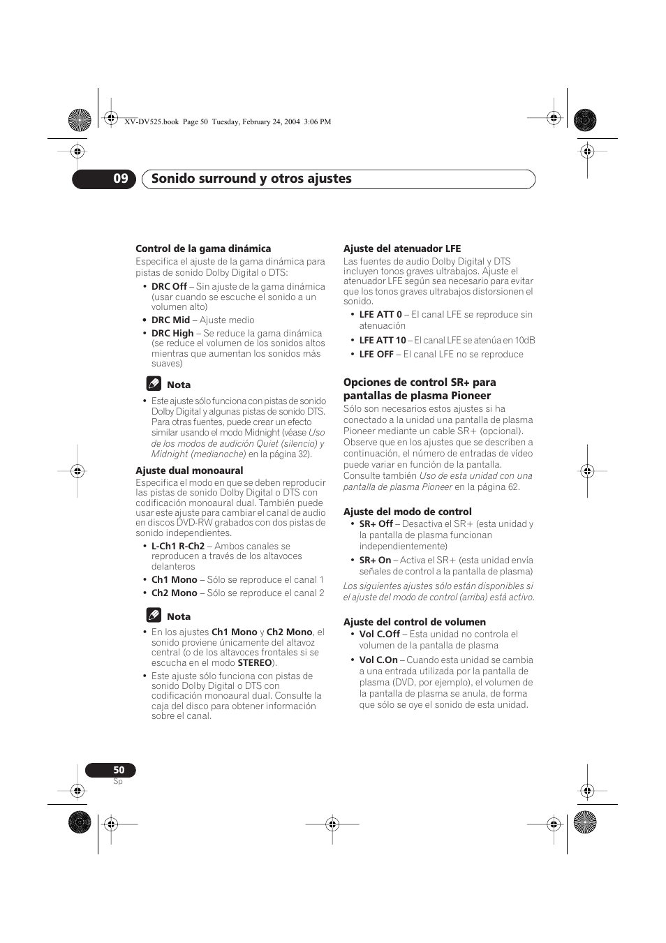 Sonido surround y otros ajustes 09 | Pioneer DCS-525 User Manual | Page 50 / 82