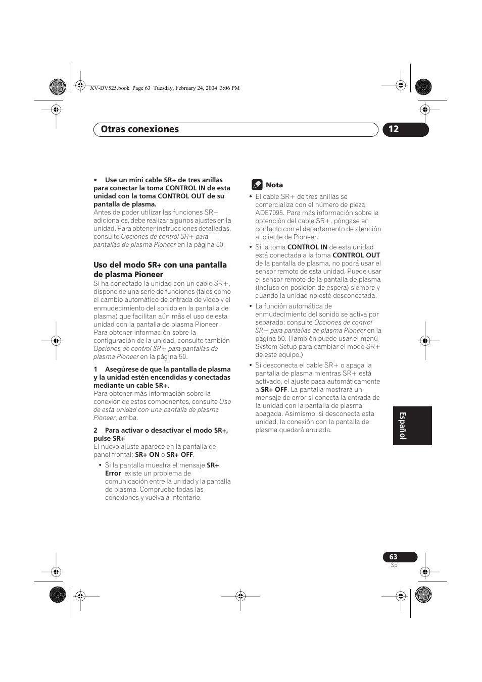 Otras conexiones 12 | Pioneer DCS-525 User Manual | Page 63 / 82