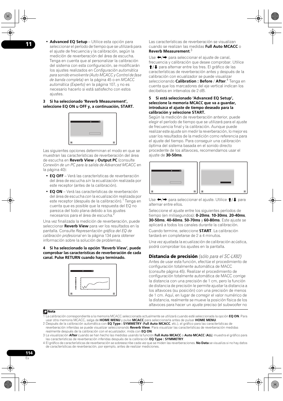 Distancia de precisión (sólo para el sc-lx82) | Pioneer SC-LX72 User Manual | Page 114 / 146