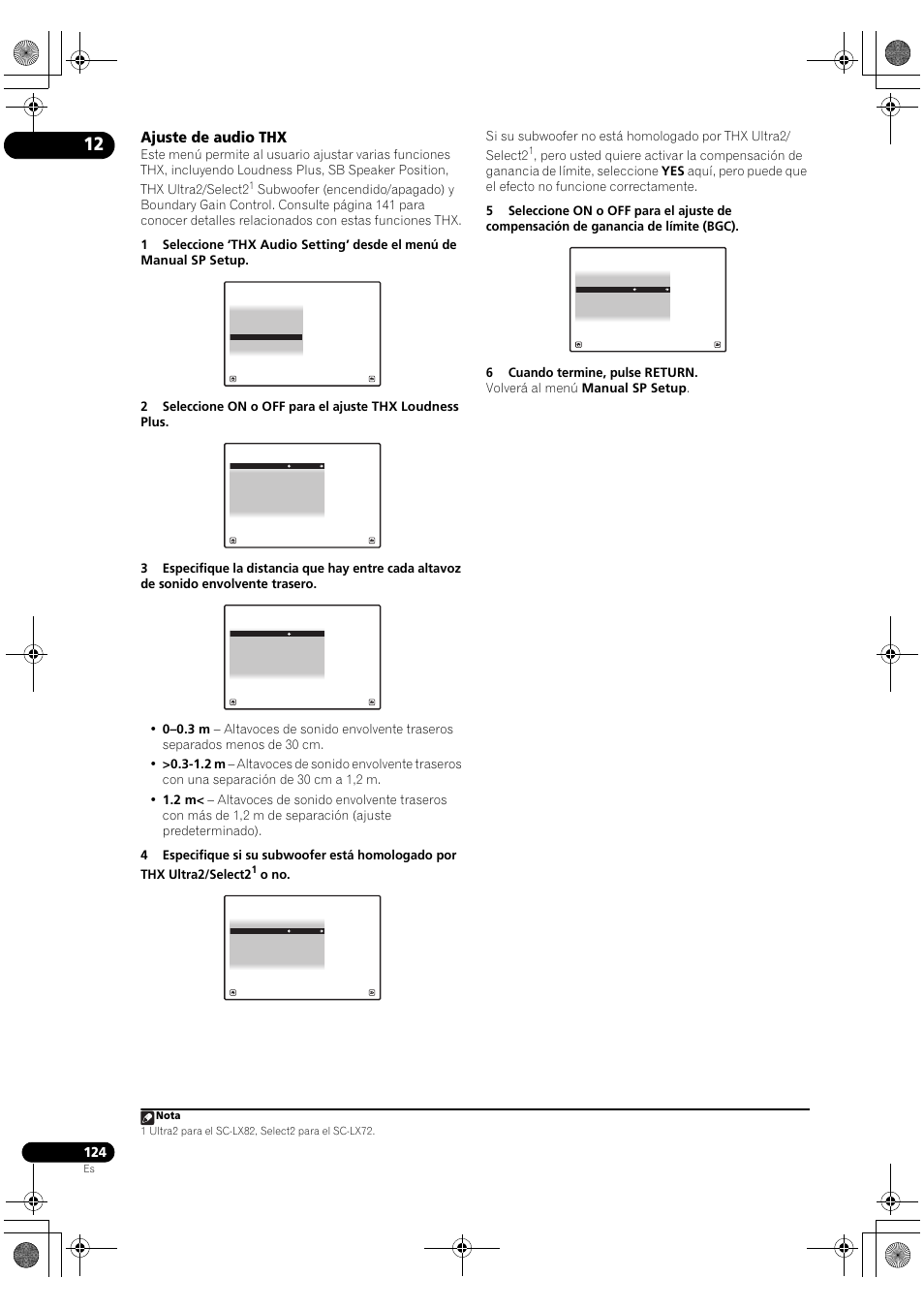 Ajuste de audio thx | Pioneer SC-LX72 User Manual | Page 124 / 146