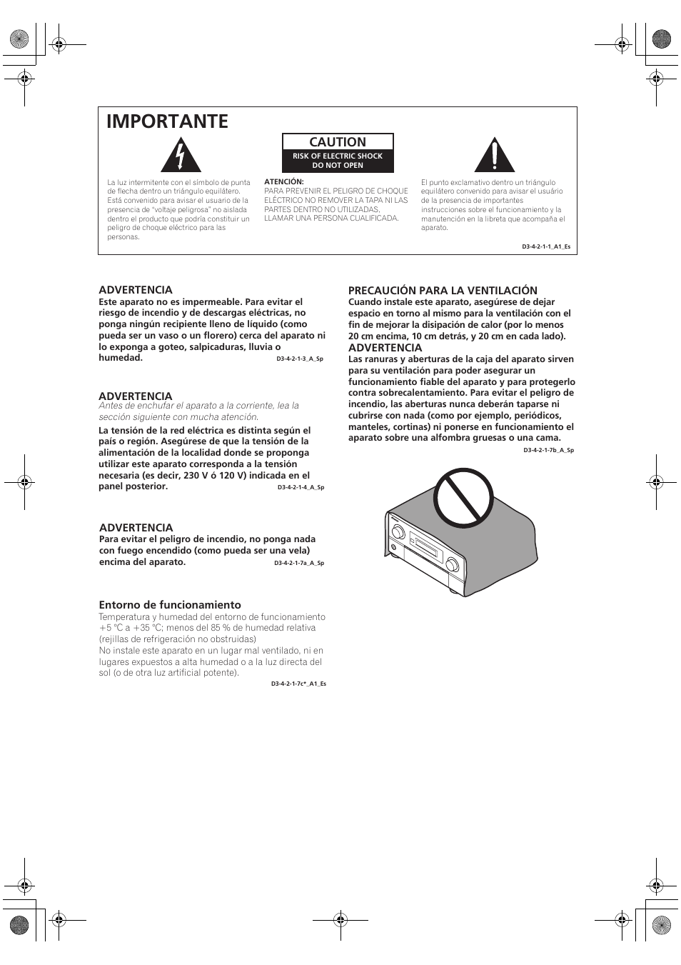 Importante, Caution | Pioneer SC-LX72 User Manual | Page 2 / 146