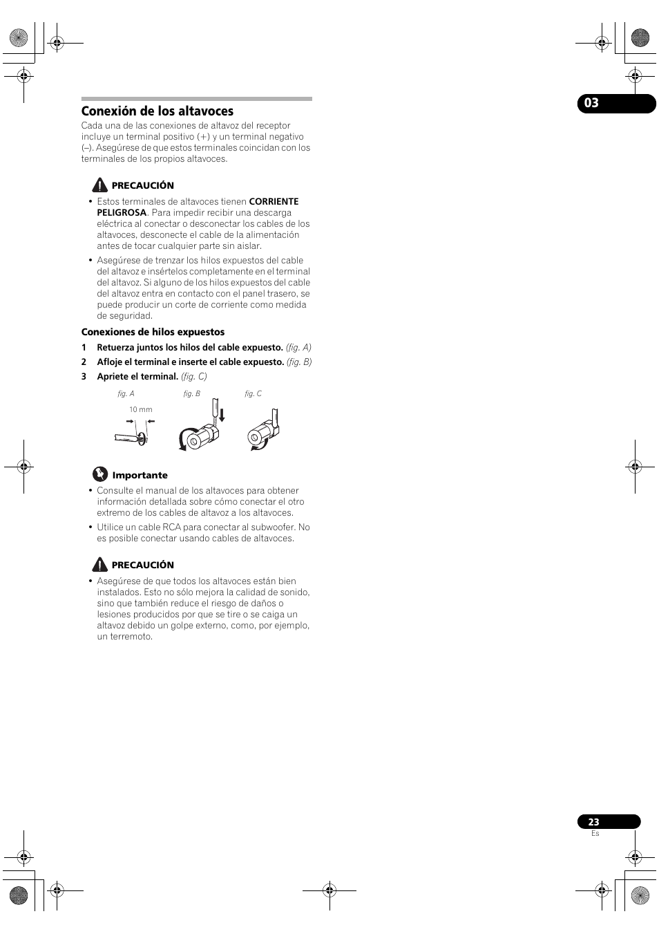 Conexión de los altavoces | Pioneer SC-LX72 User Manual | Page 23 / 146