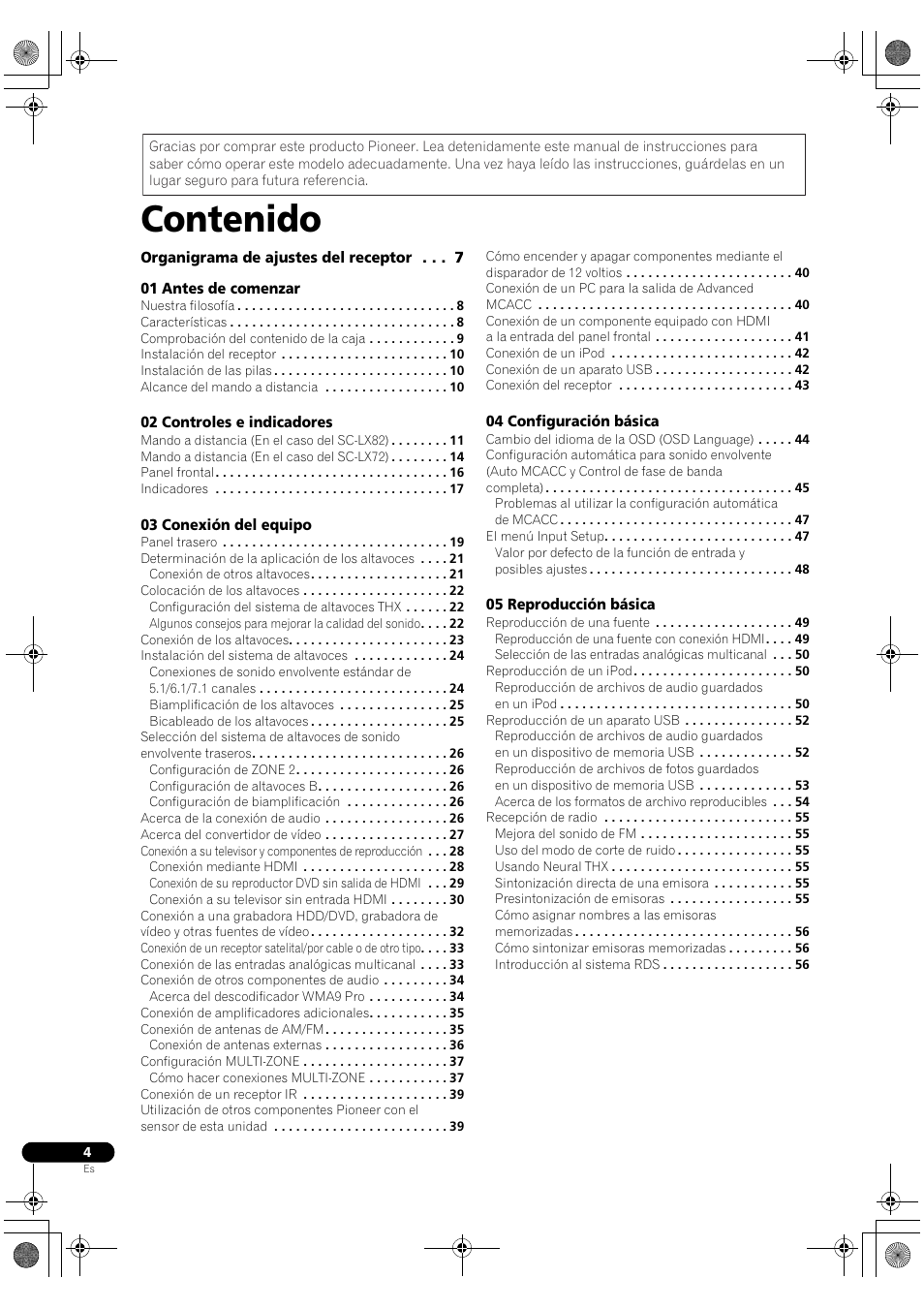 Pioneer SC-LX72 User Manual | Page 4 / 146