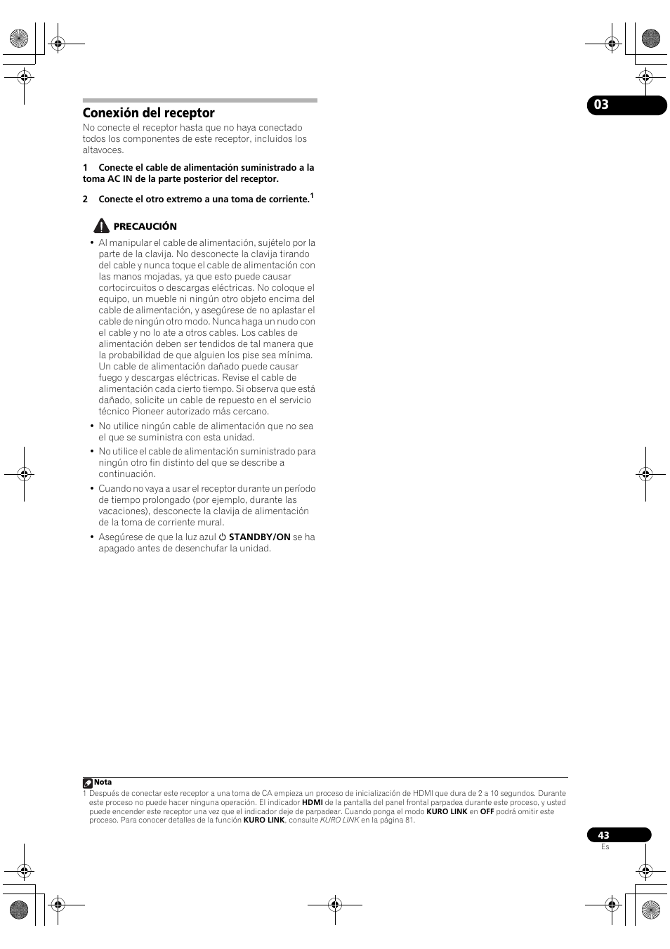 Conexión del receptor | Pioneer SC-LX72 User Manual | Page 43 / 146