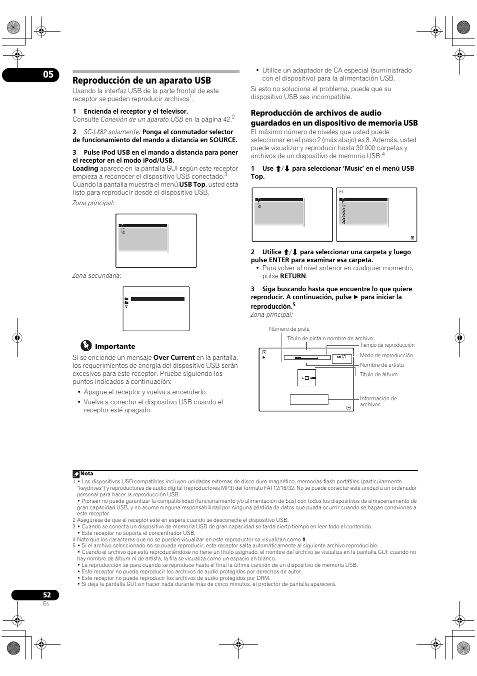 Reproducción de un aparato usb | Pioneer SC-LX72 User Manual | Page 52 / 146
