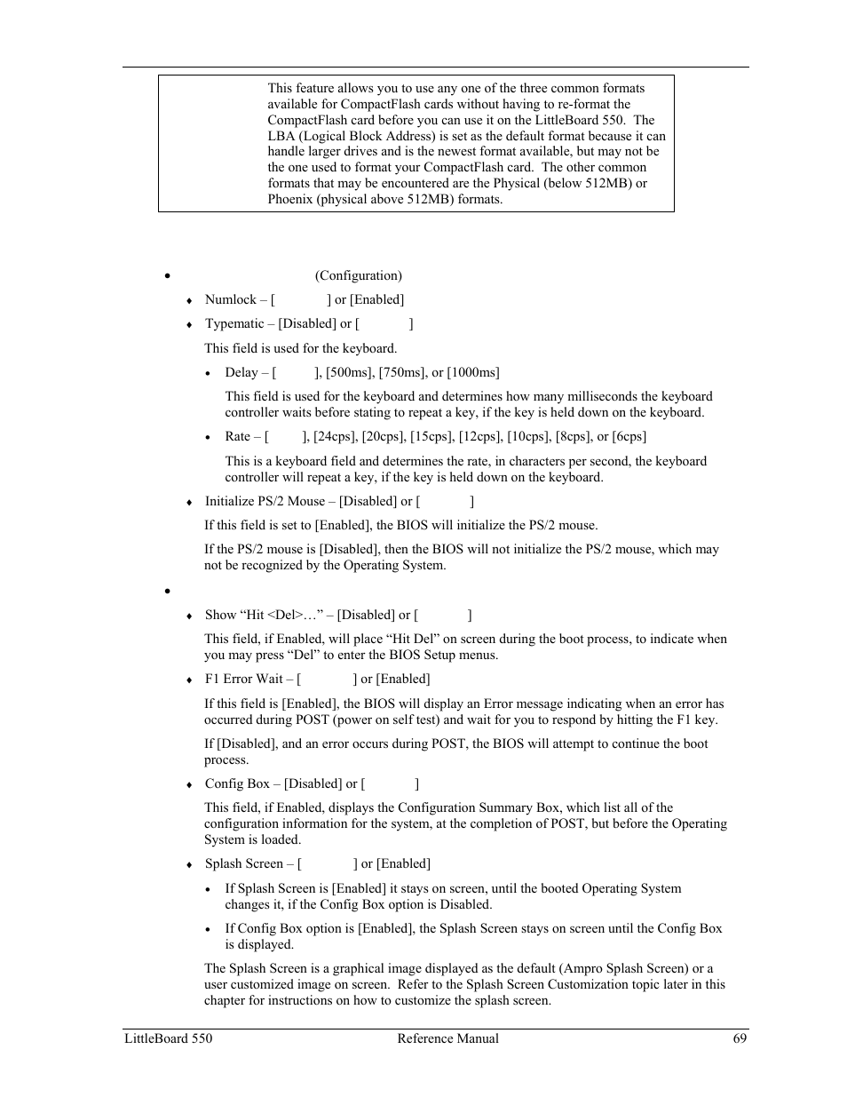 User interface options | Ampro Corporation Single Board Computer Littleboard 550 User Manual | Page 75 / 100