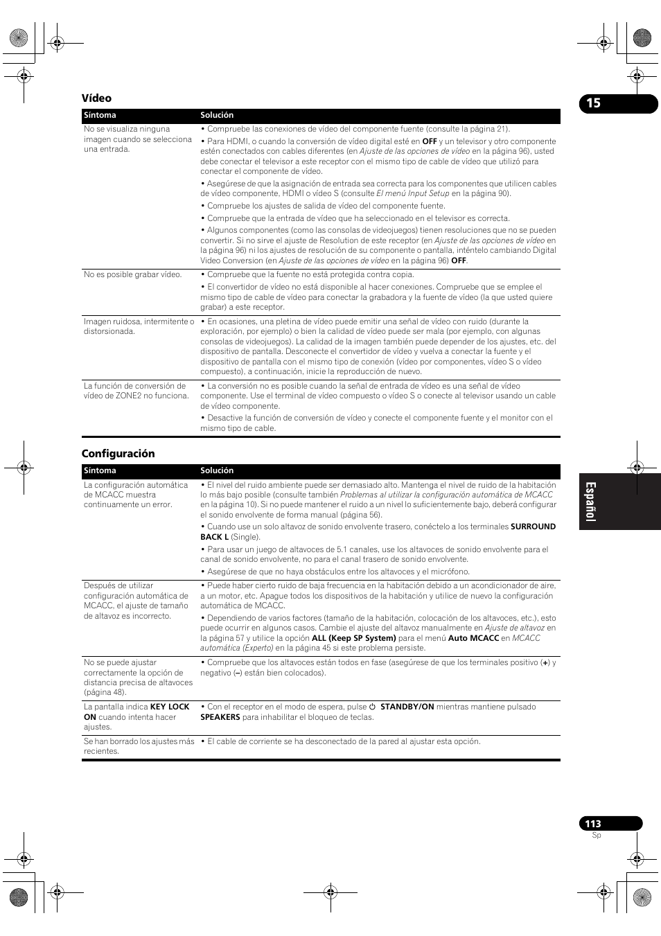 Vídeo configuración | Pioneer SC-LX71 User Manual | Page 113 / 134