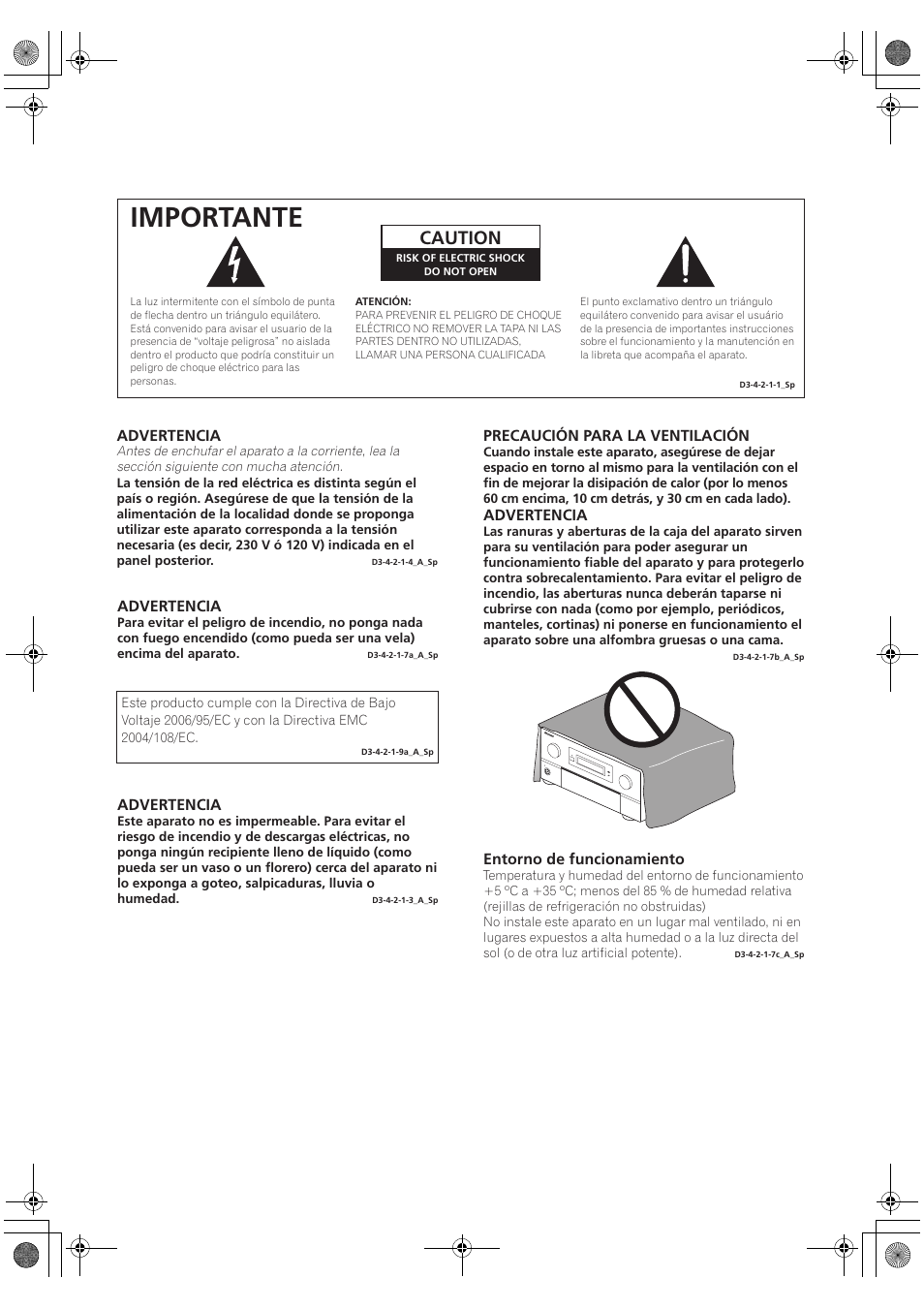 Importante, Caution | Pioneer SC-LX71 User Manual | Page 2 / 134