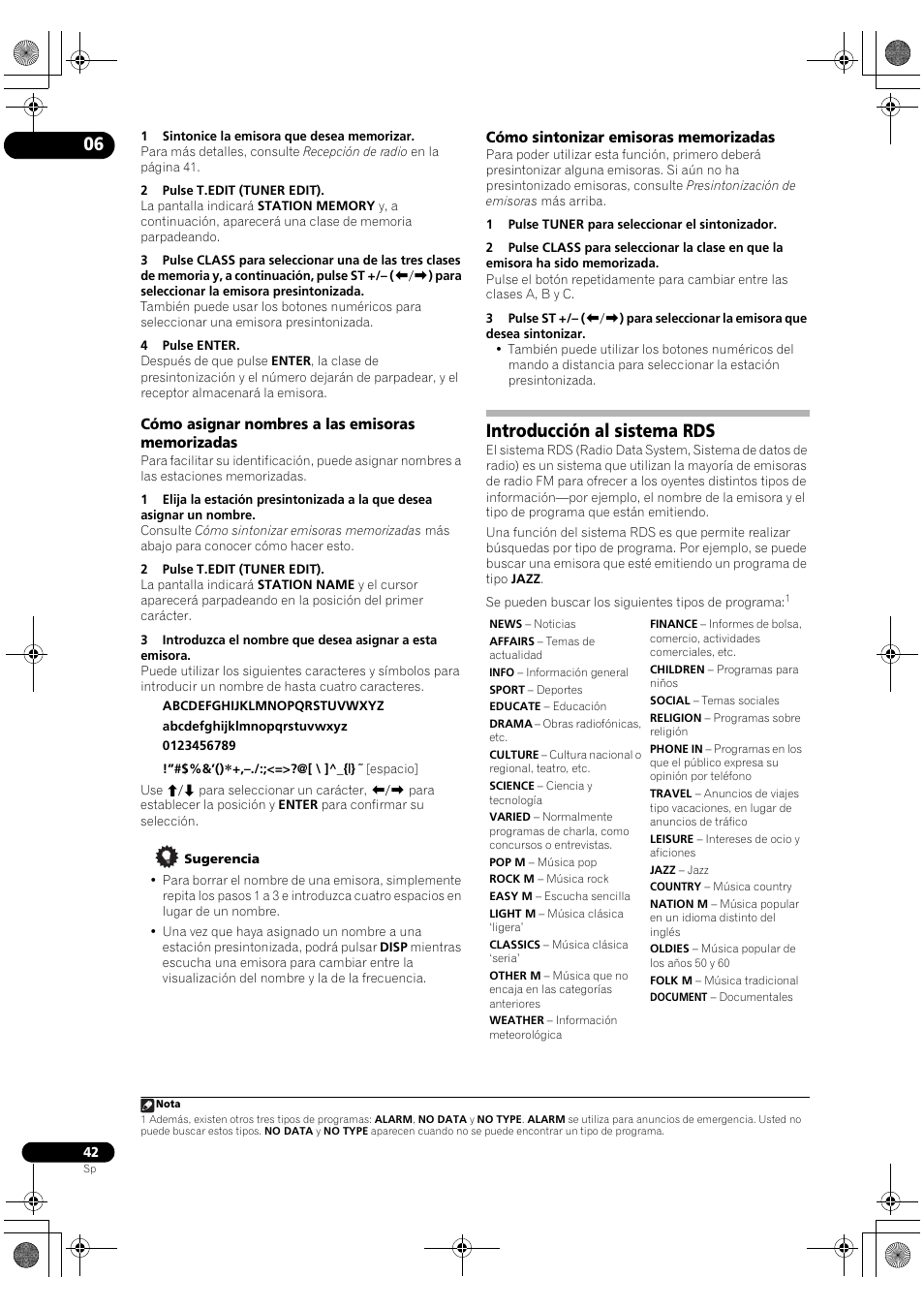 Introducción al sistema rds | Pioneer SC-LX71 User Manual | Page 42 / 134