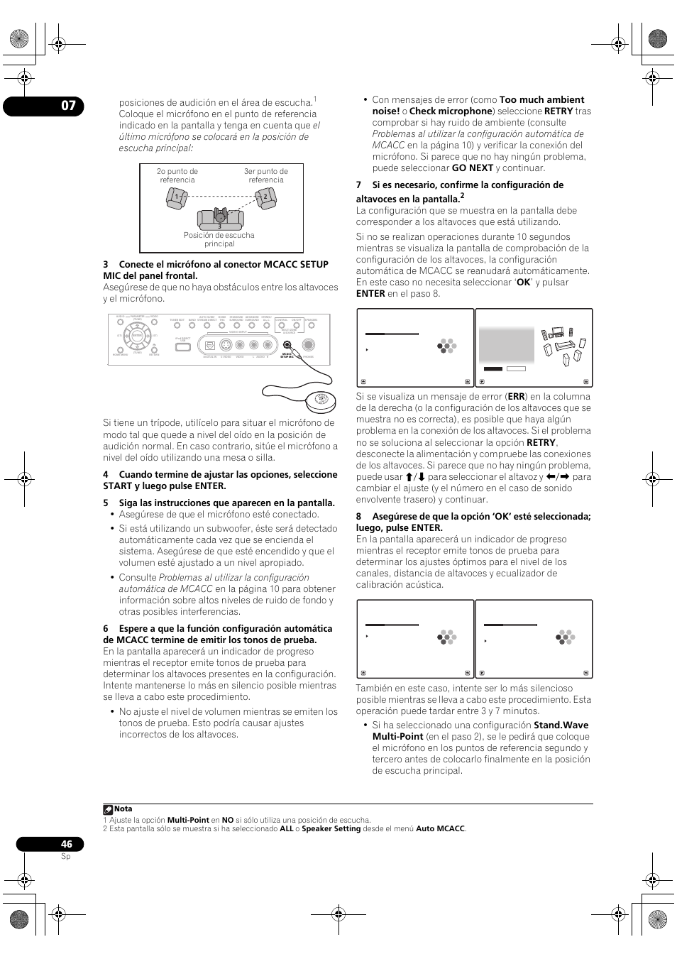 Posiciones de audición en el área de escucha | Pioneer SC-LX71 User Manual | Page 46 / 134