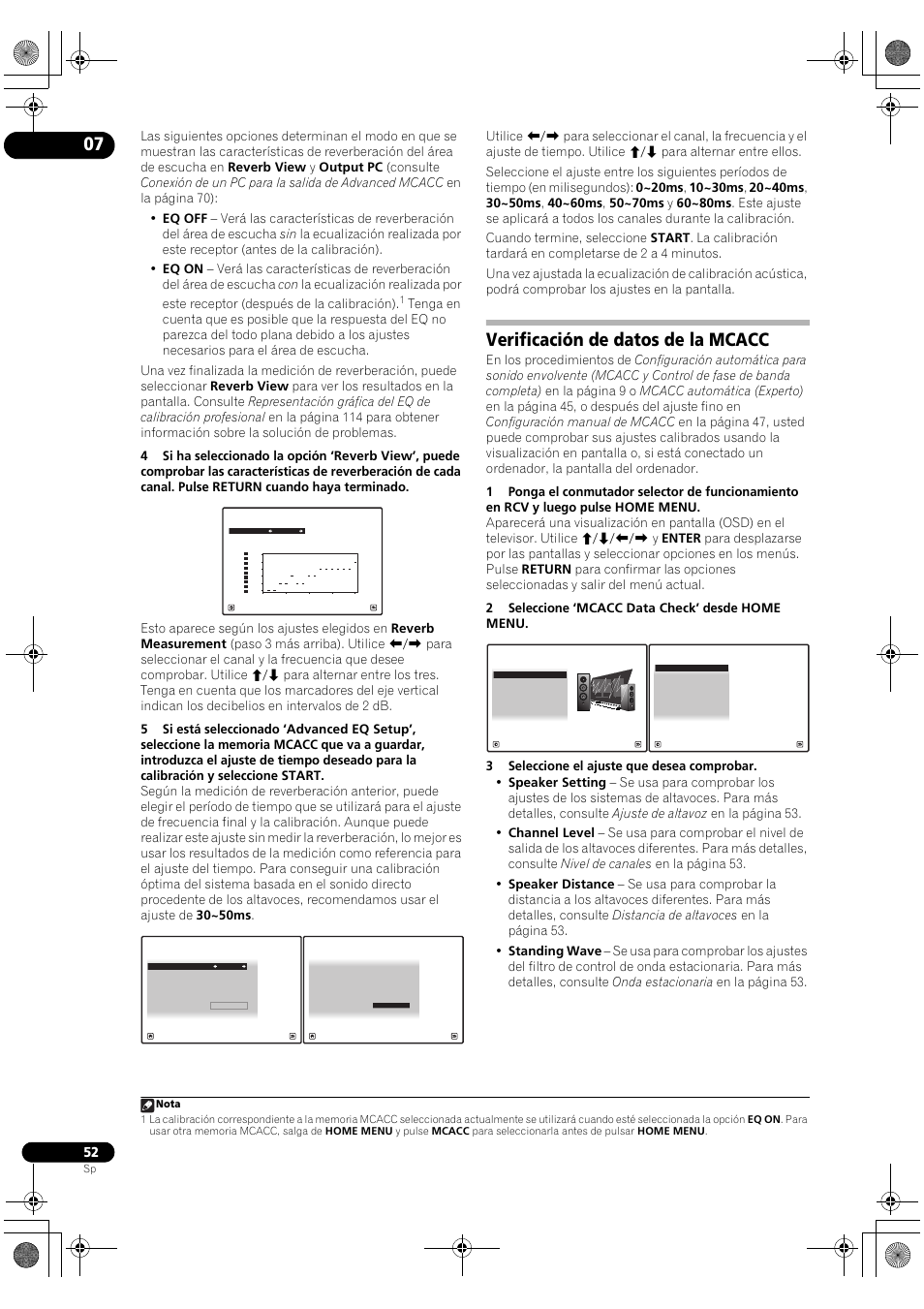 Verificación de datos de la mcacc | Pioneer SC-LX71 User Manual | Page 52 / 134