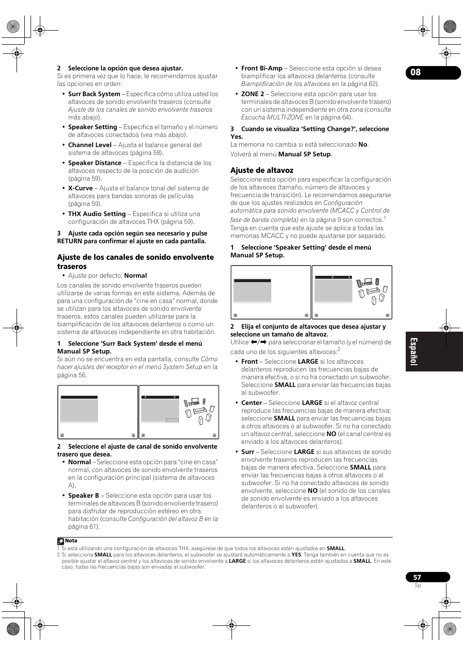 Ajuste de altavoz | Pioneer SC-LX71 User Manual | Page 57 / 134