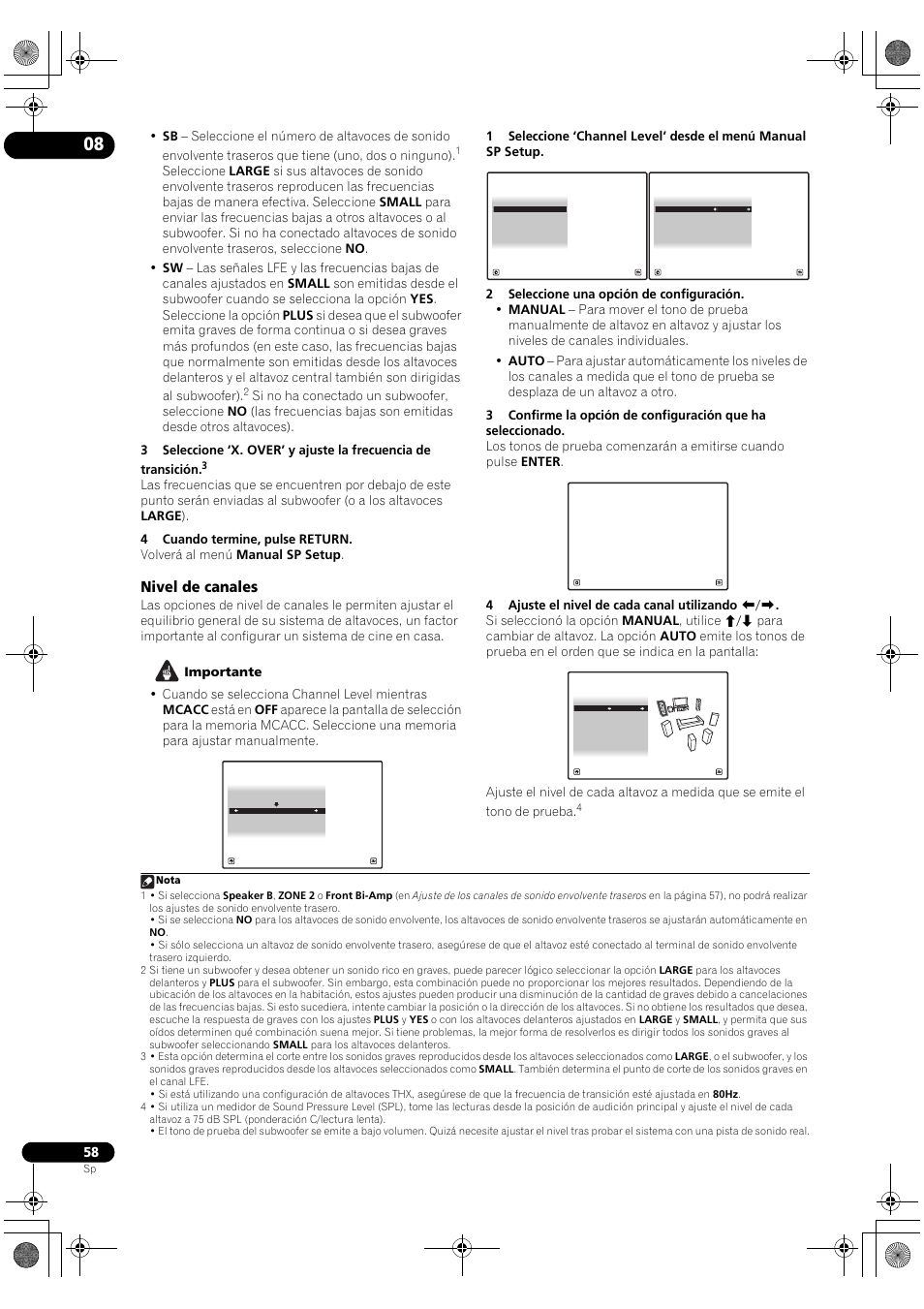 Nivel de canales | Pioneer SC-LX71 User Manual | Page 58 / 134