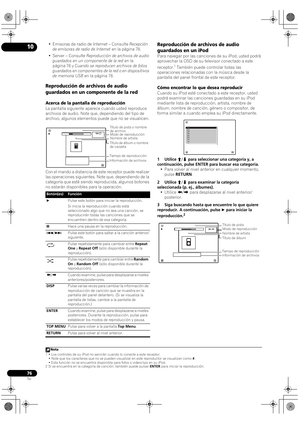 Acerca de la pantalla de reproducción, Cómo encontrar lo que desea reproducir | Pioneer SC-LX71 User Manual | Page 76 / 134