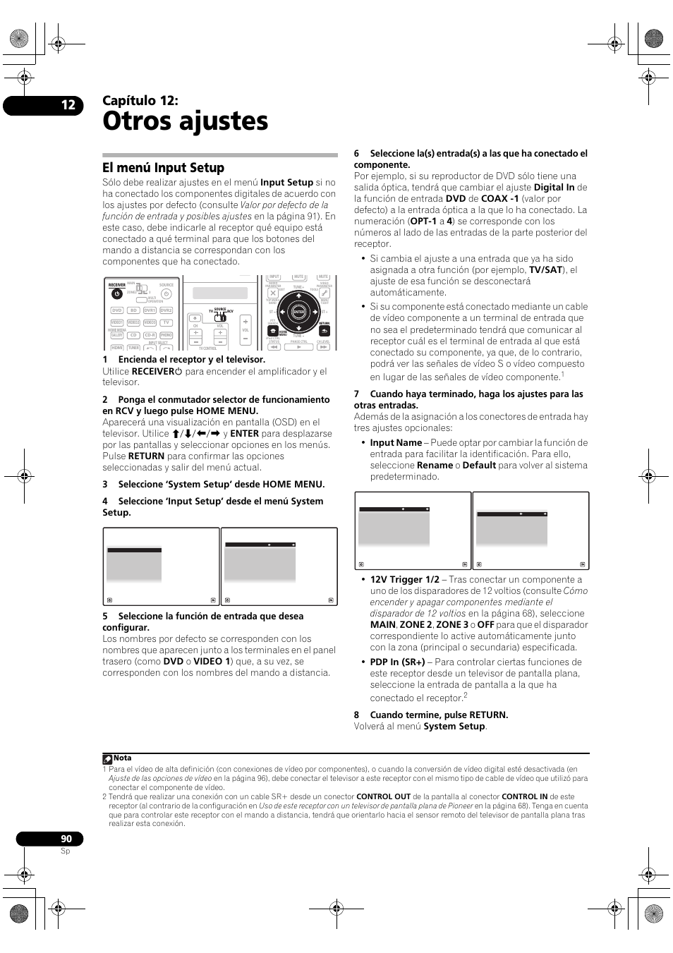 El menú input setup, Otros ajustes, Capítulo 12 | Pioneer SC-LX71 User Manual | Page 90 / 134