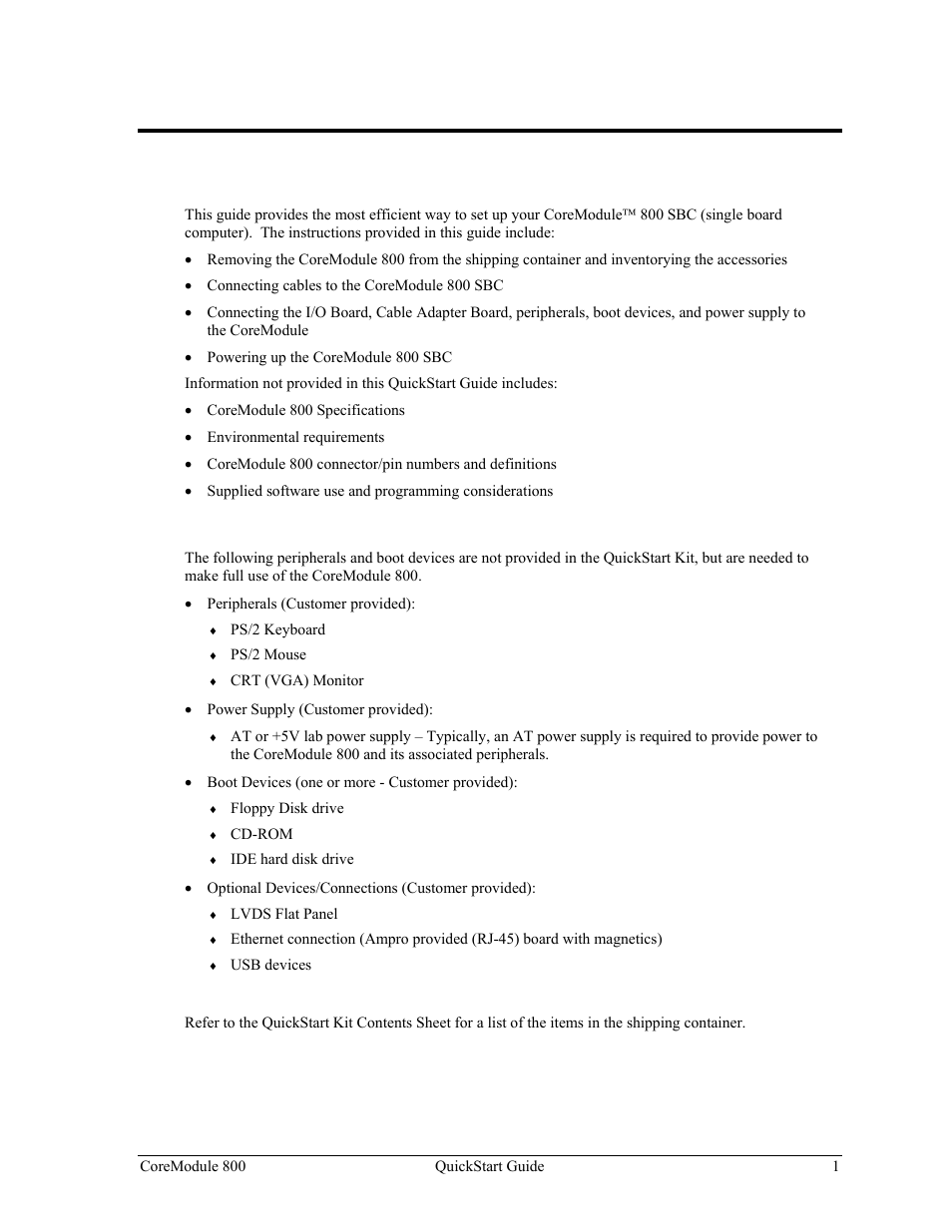 Chapter 1 setting up the coremodule 800, Using this guide, Requirements | What’s in the box, Chapter 1, Setting up the coremodule 800, Requirements what’s in the box | Ampro Corporation COREMODULE PCI-104 User Manual | Page 5 / 42
