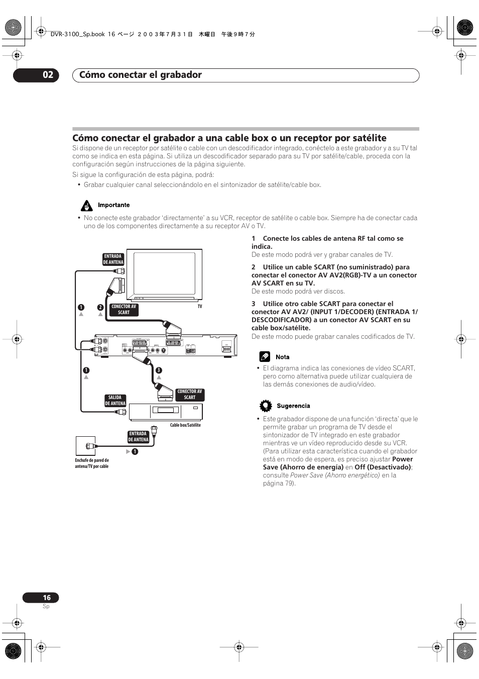 Cómo conectar el grabador 02 | Pioneer DVR-3100-S User Manual | Page 16 / 112