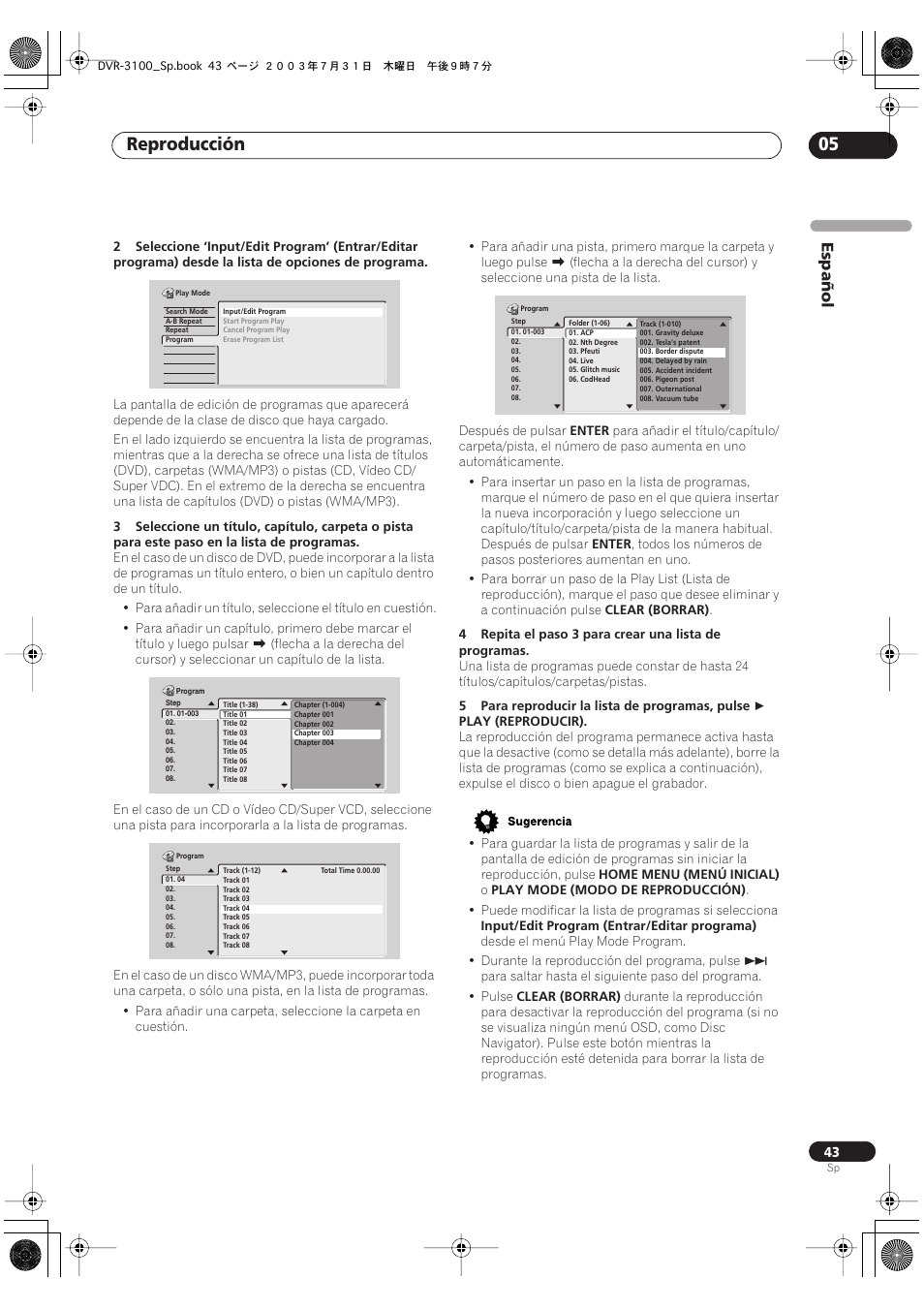Reproducción 05 | Pioneer DVR-3100-S User Manual | Page 43 / 112