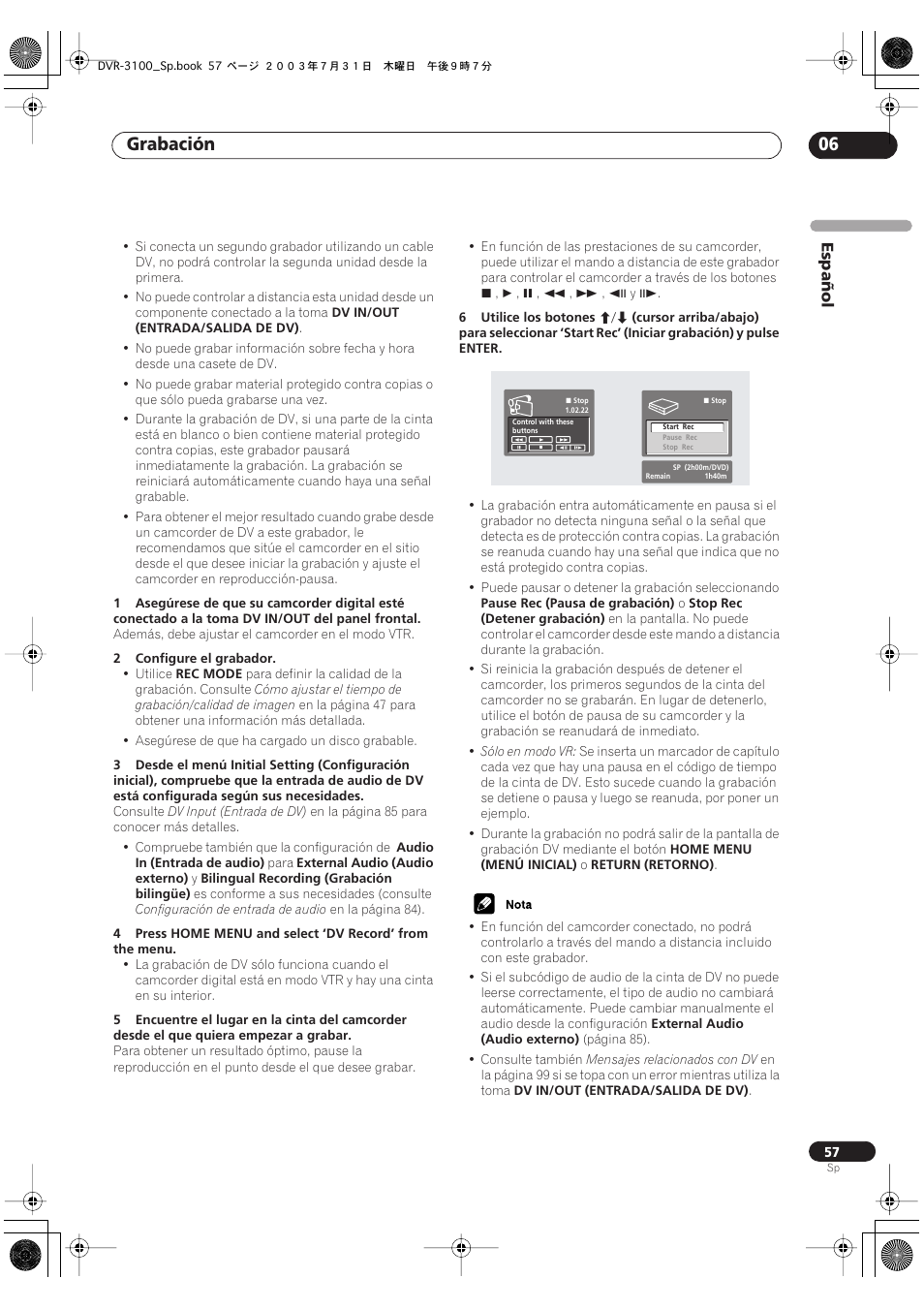 Grabación 06 | Pioneer DVR-3100-S User Manual | Page 57 / 112
