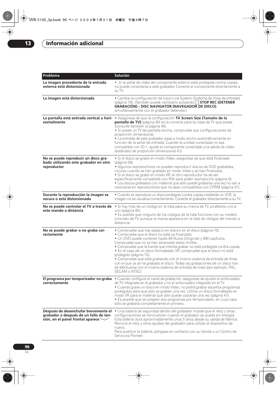 Información adicional 13 | Pioneer DVR-3100-S User Manual | Page 96 / 112