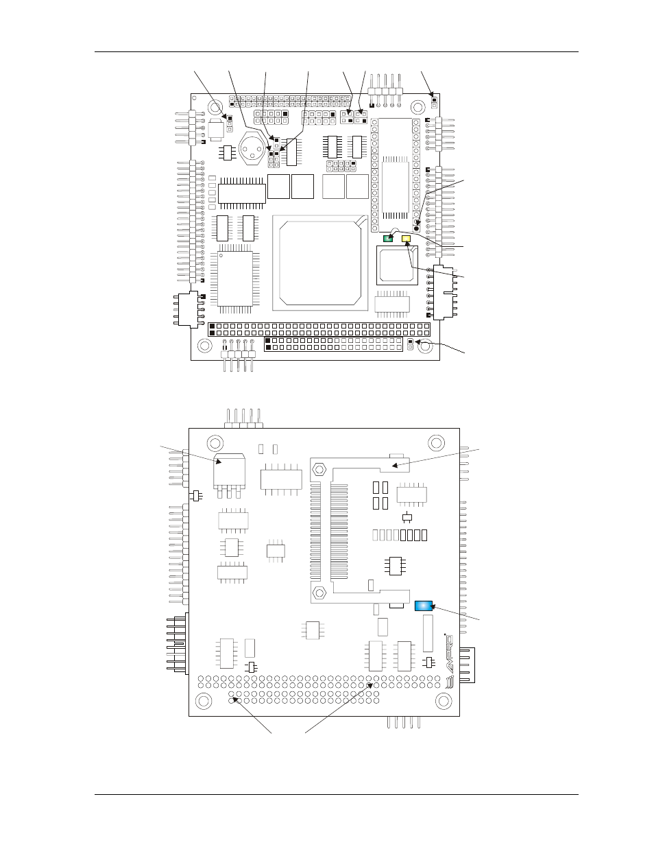 Figure 2-5. jumper and led locations (top view), Figure 2-6. connector location (bottom view) | Ampro Corporation CoreModule 420 5001692A User Manual | Page 19 / 72