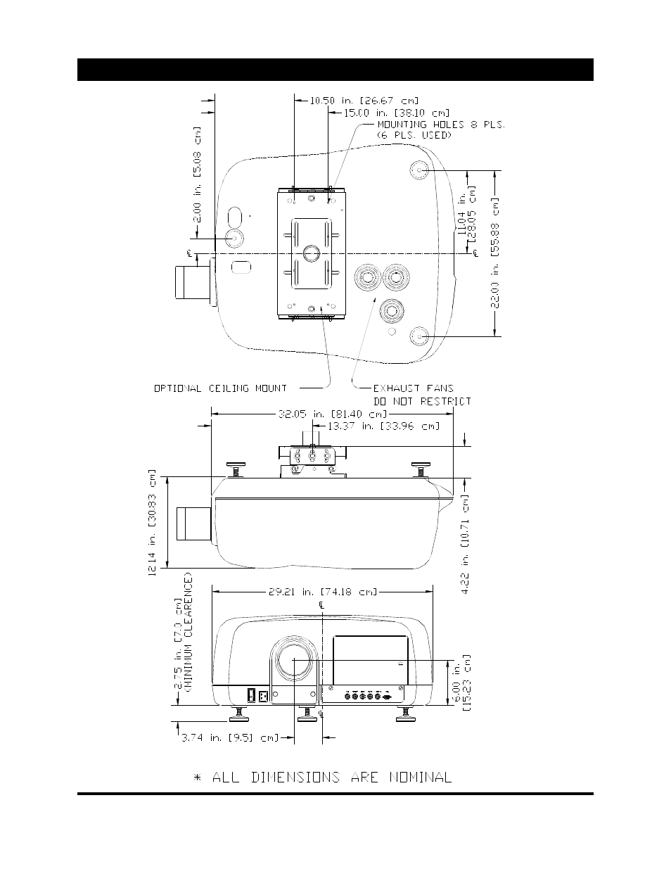 Projector dimensions | Ampro Corporation DLP 5200 User Manual | Page 39 / 58