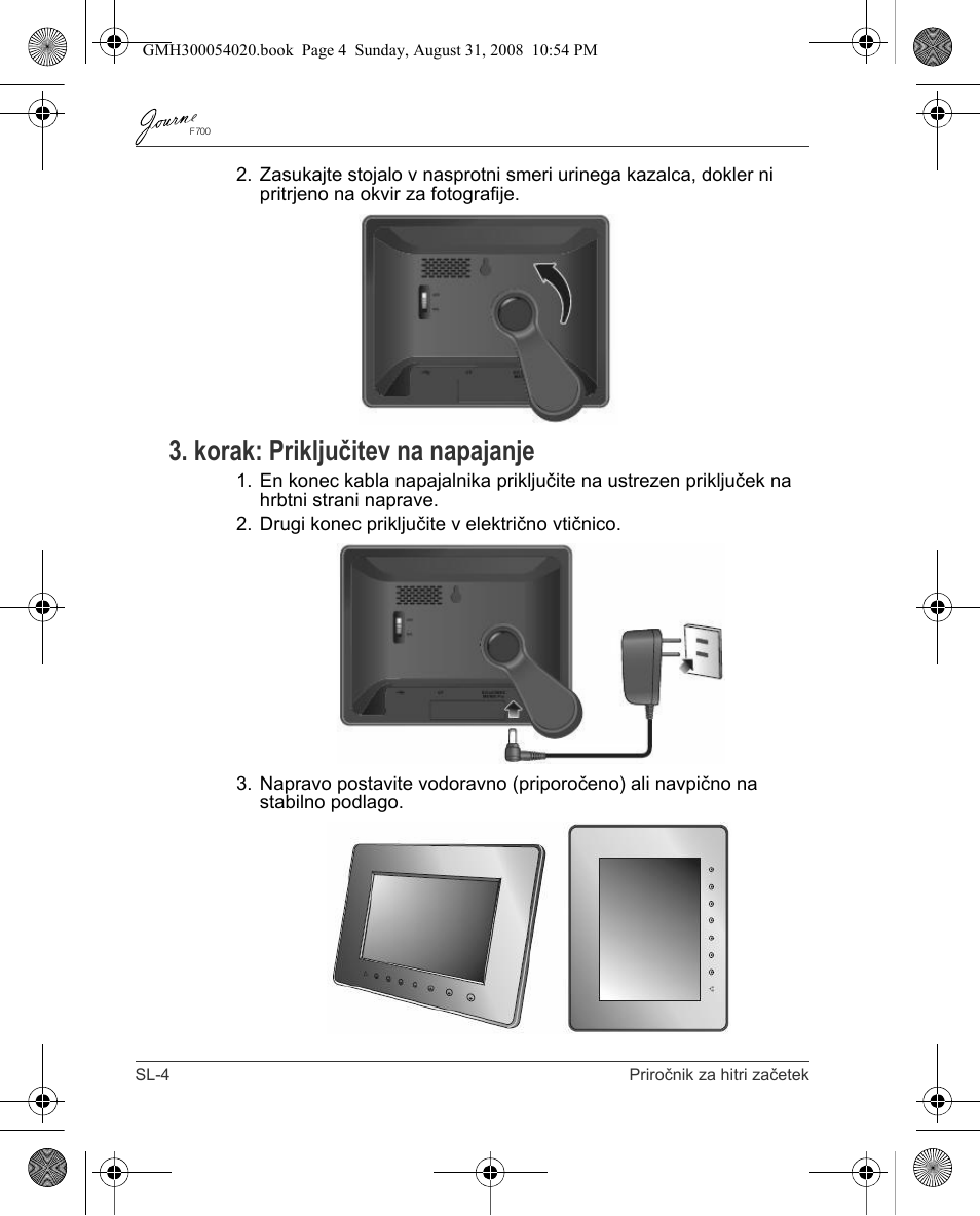 Korak: priključitev na napajanje | Toshiba JOURNE F700 User Manual | Page 114 / 138