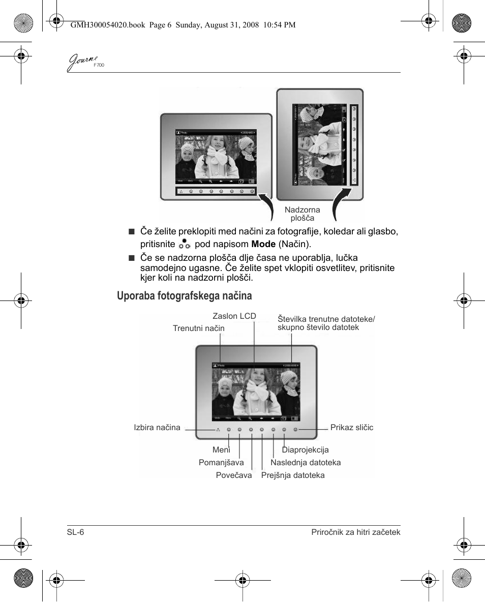 Uporaba fotografskega načina | Toshiba JOURNE F700 User Manual | Page 116 / 138