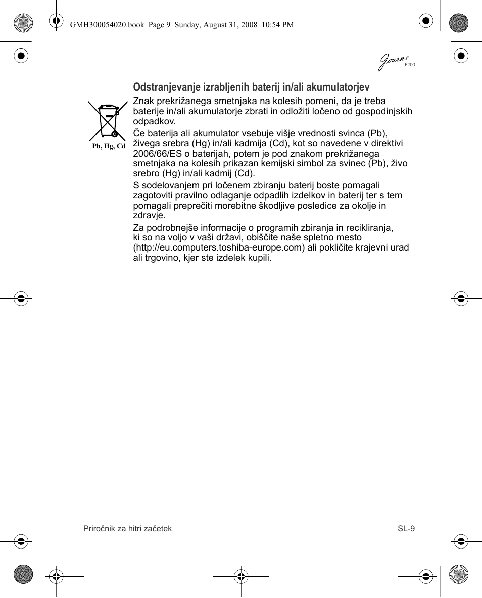 Toshiba JOURNE F700 User Manual | Page 119 / 138