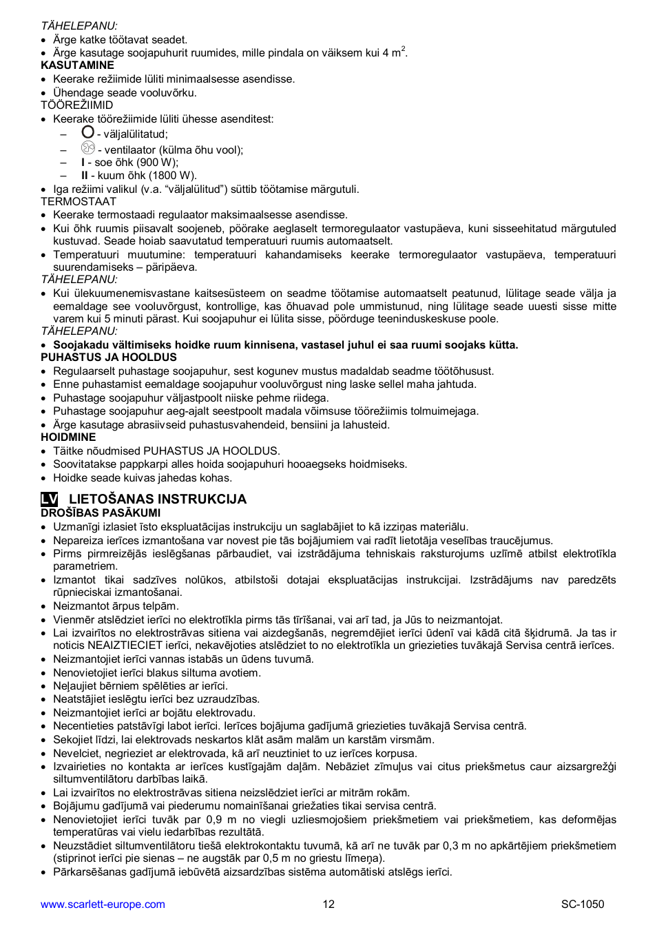 Scarlett SC-1050 User Manual | Page 12 / 18