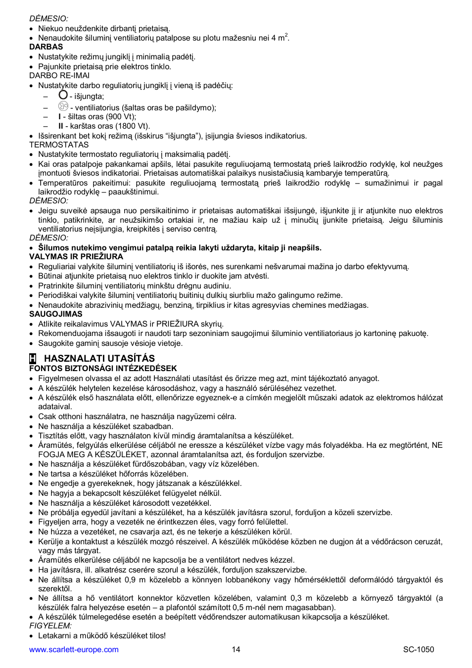 Scarlett SC-1050 User Manual | Page 14 / 18